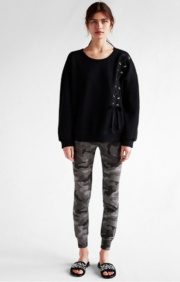 Express Sweaters - [Express] One Eleven Asymmetrical Lace-Up Sweater